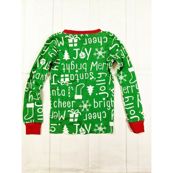 Carter's Holiday Words Green White & Red Pajamas 4 Youth - Picture 4 of 8